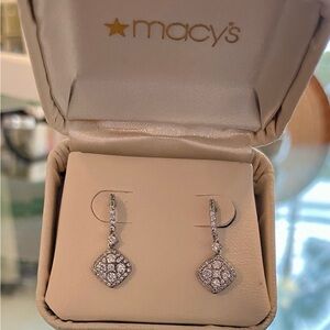 Macy's Silver and Diamond Drop Earrings